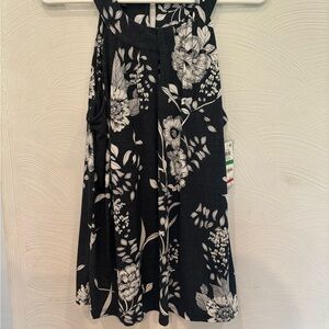 INC International Concepts Blue/Gray White Midi A-Line Pleated Top